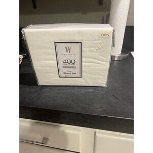 Luxe Wamsutta 400 Thread Count 100% Cotton Twin Sheet Set Cream